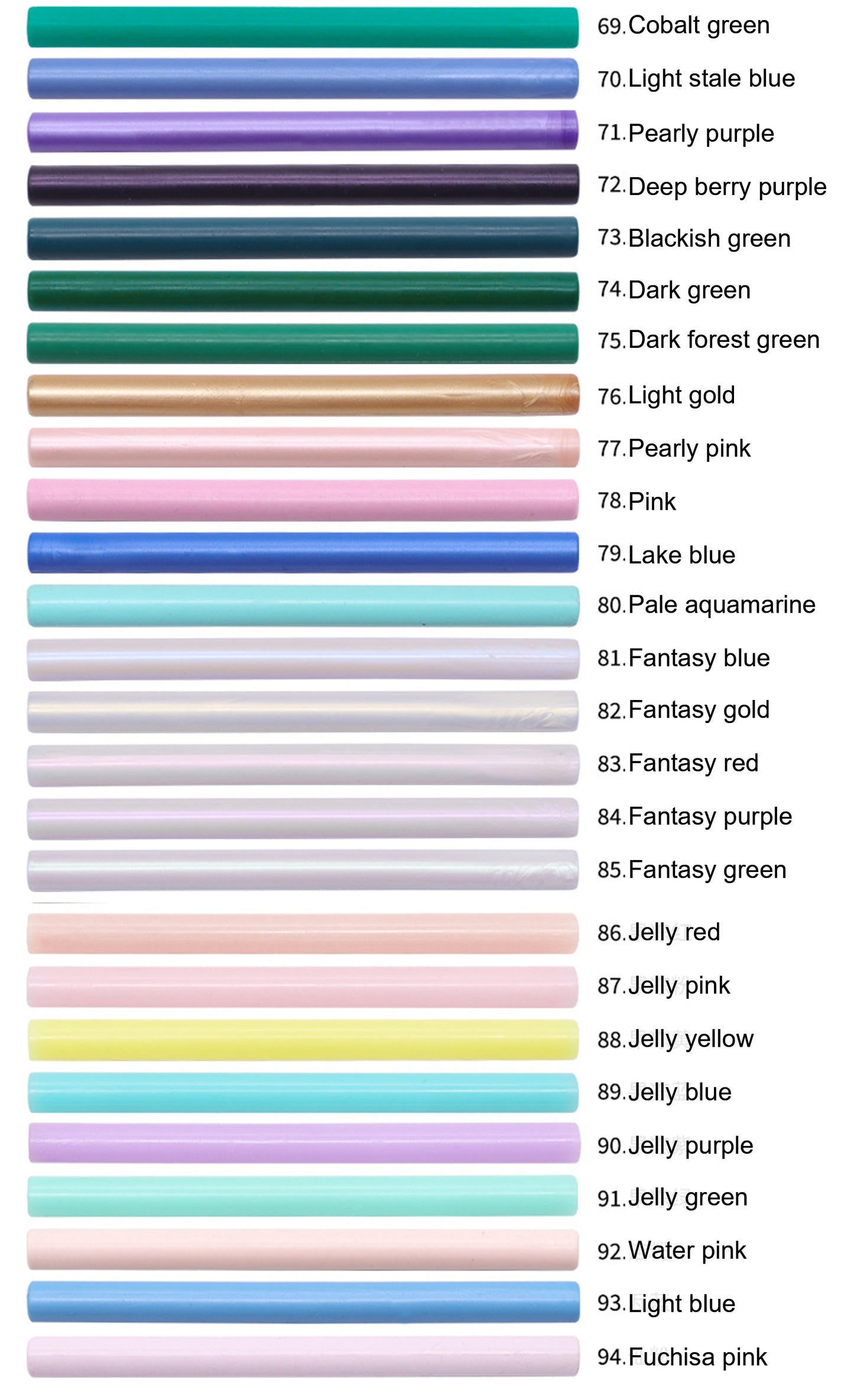 10*0.7cm Sealing Wax Sticks, 94 Colors Wax Seal Sticks